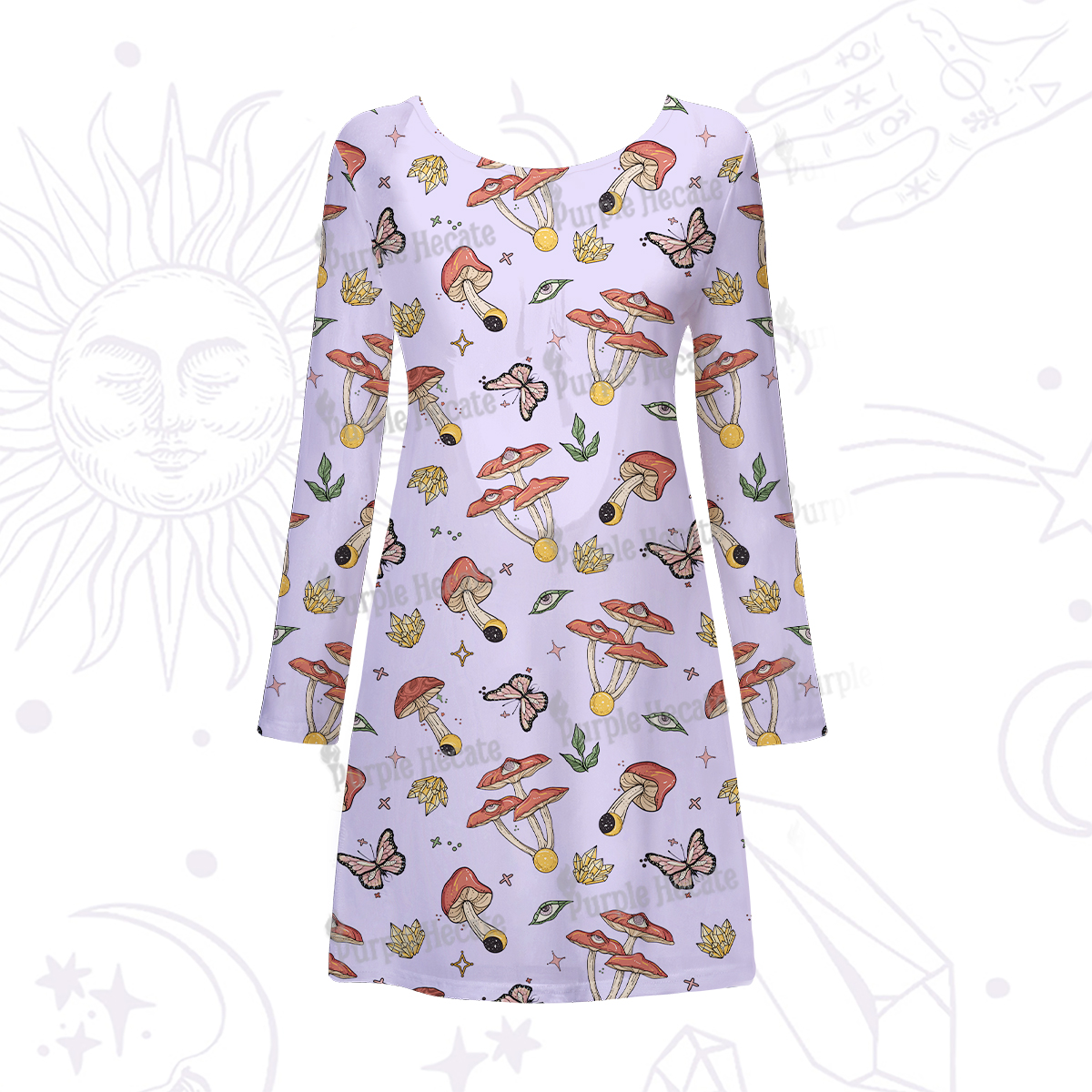 Purplehecate Whimsical Mushroom Beachwear Cover-Up Dress