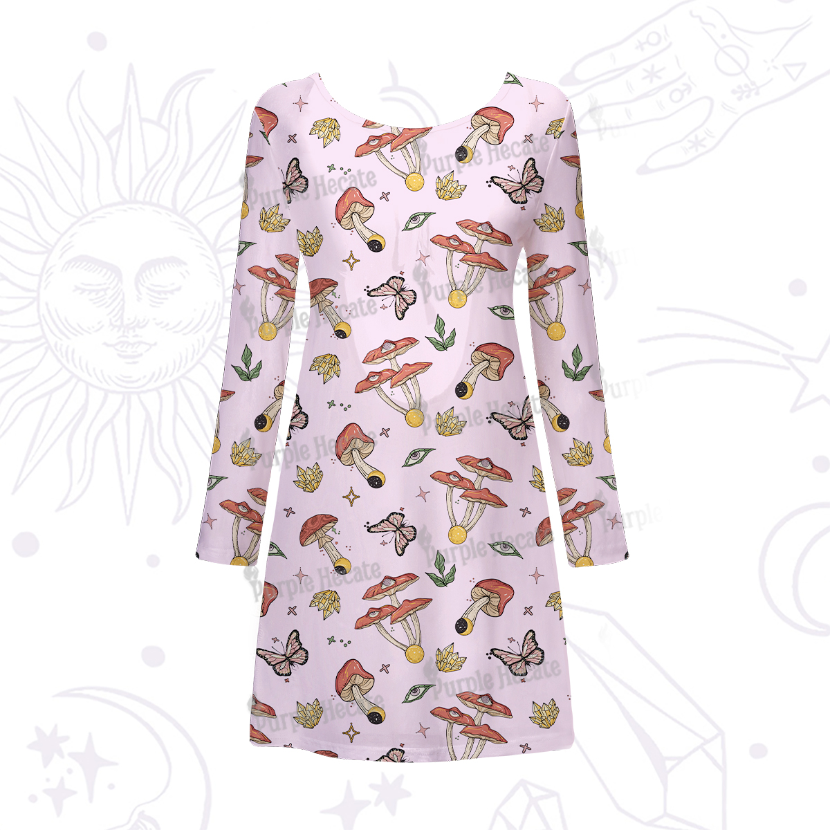 Purplehecate Whimsical Mushroom Beachwear Cover-Up Dress