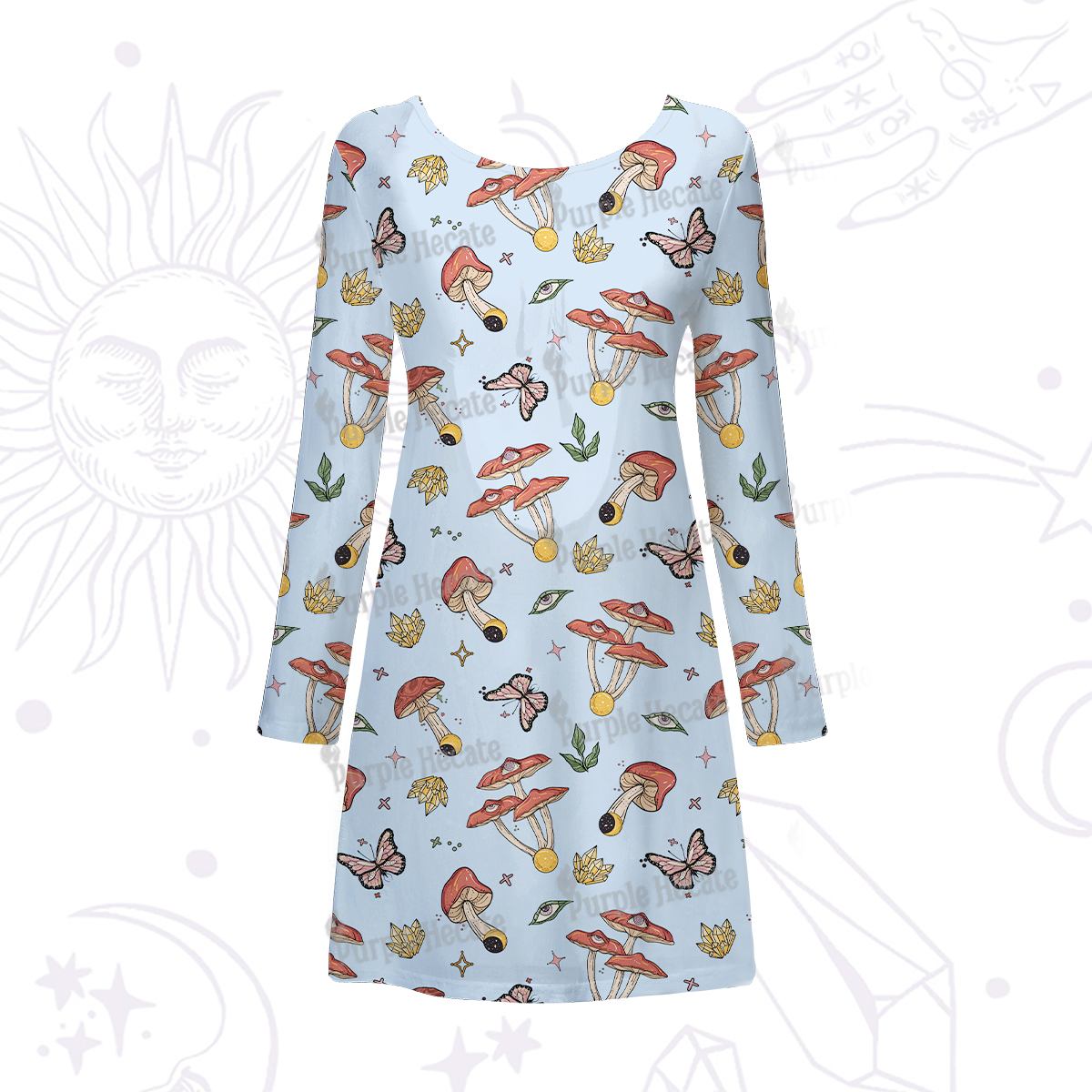 Purplehecate Whimsical Mushroom Beachwear Cover-Up Dress