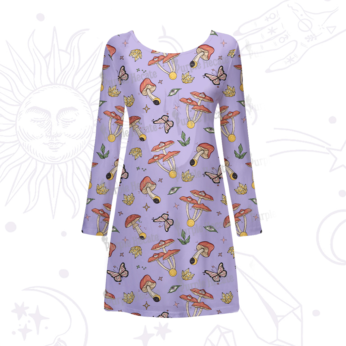 Purplehecate Whimsical Mushroom Beachwear Cover-Up Dress