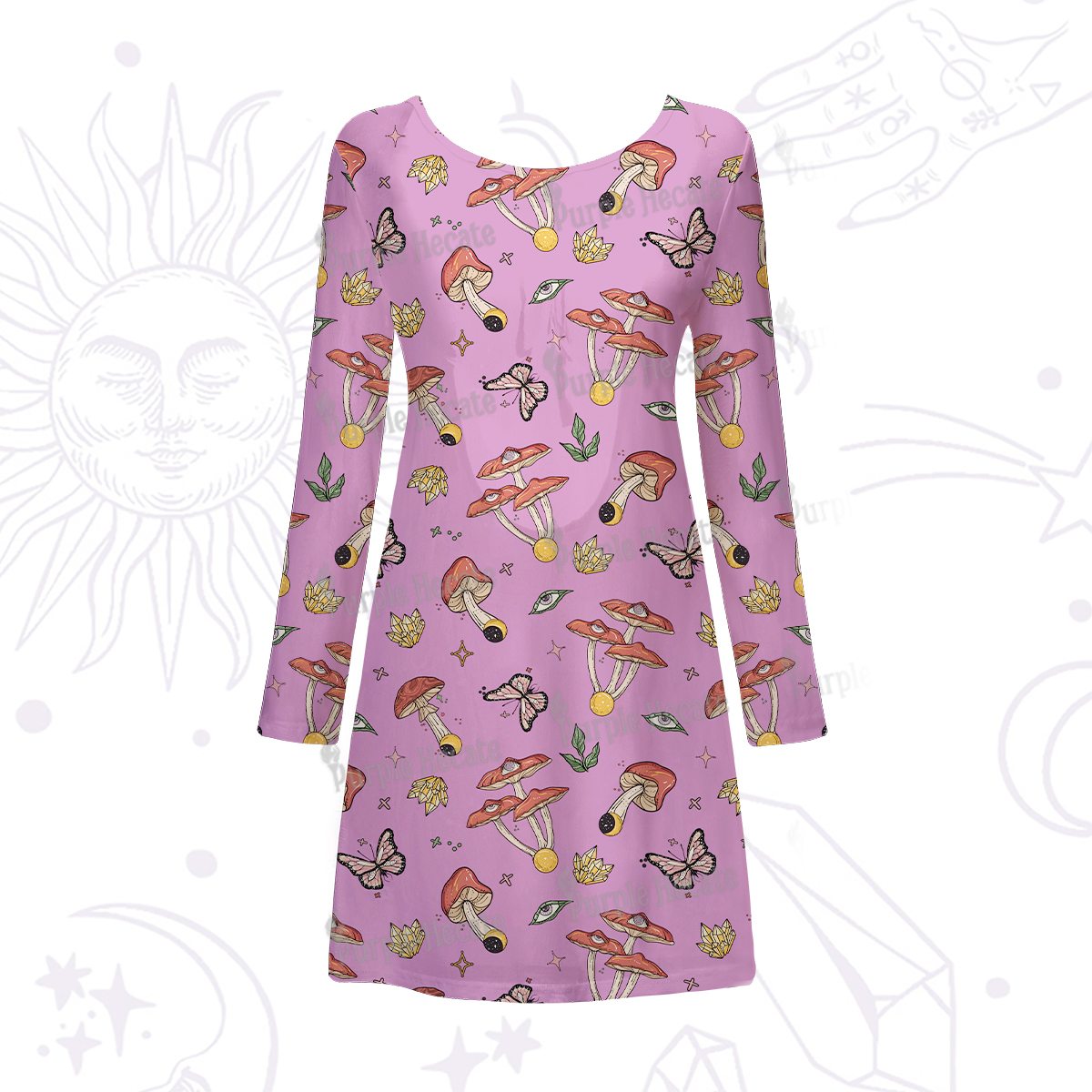 Purplehecate Whimsical Mushroom Beachwear Cover-Up Dress