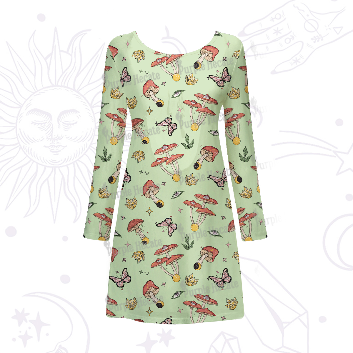 Purplehecate Whimsical Mushroom Beachwear Cover-Up Dress