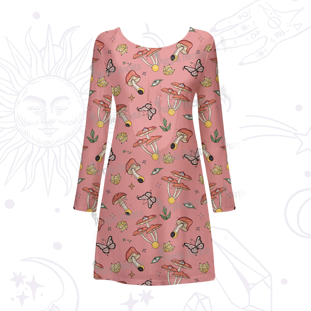 Purplehecate Whimsical Mushroom Beachwear Cover-Up Dress