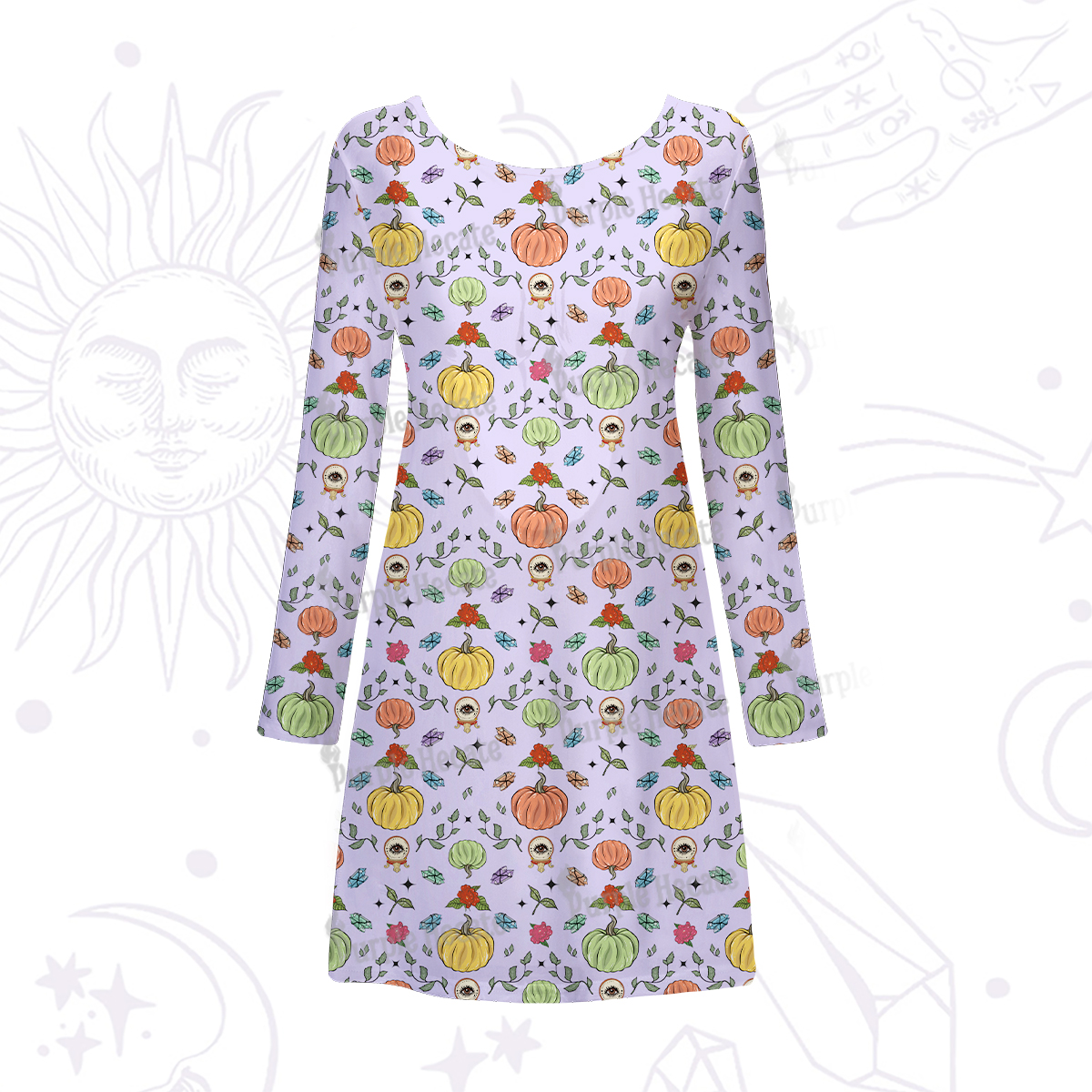 Purplehecate Magical Spiced Pumpkin Beachwear Cover-Up Dress