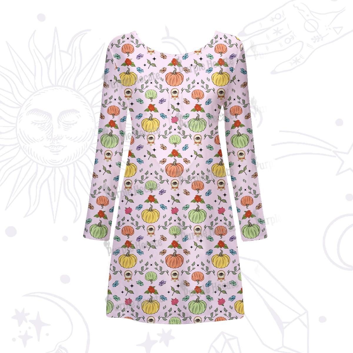 Purplehecate Magical Spiced Pumpkin Beachwear Cover-Up Dress