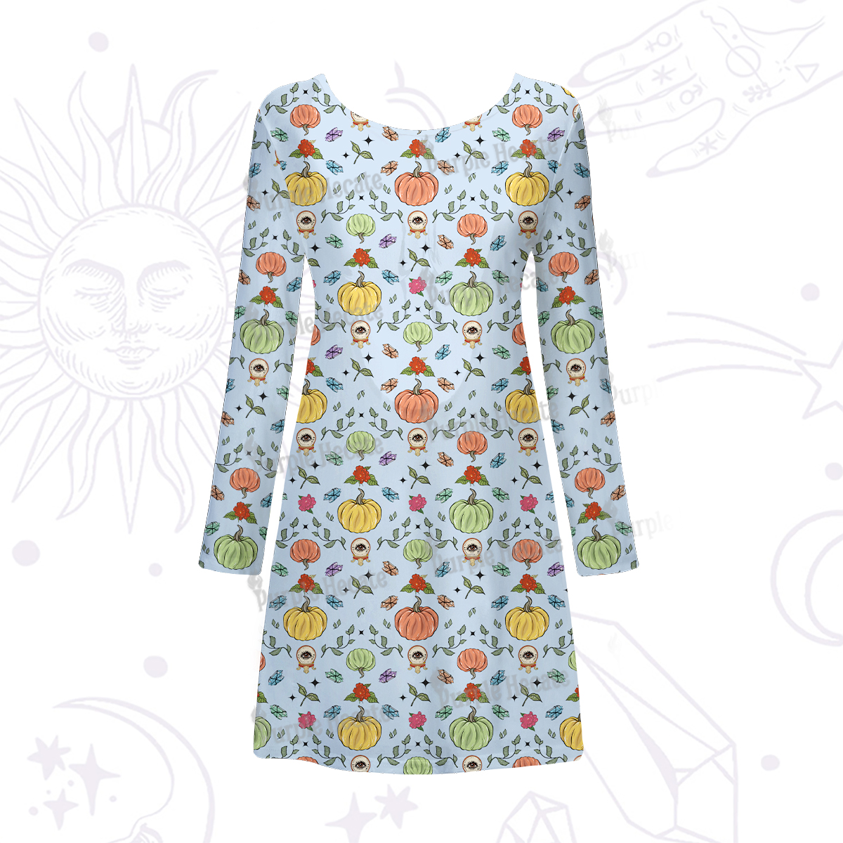 Purplehecate Magical Spiced Pumpkin Beachwear Cover-Up Dress