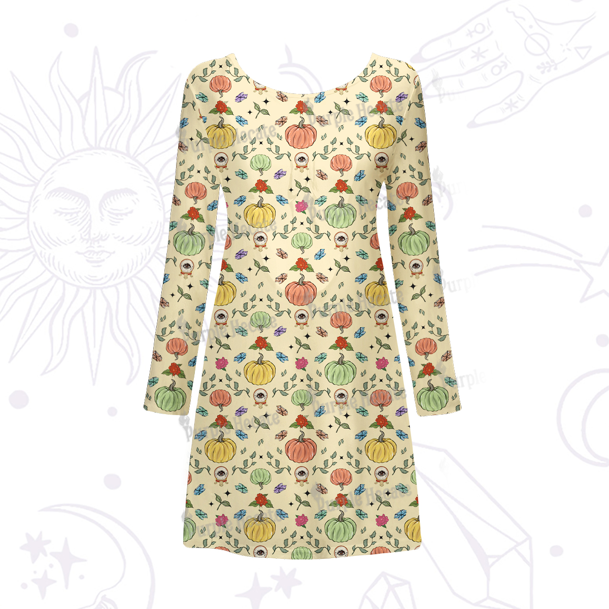 Purplehecate Magical Spiced Pumpkin Beachwear Cover-Up Dress