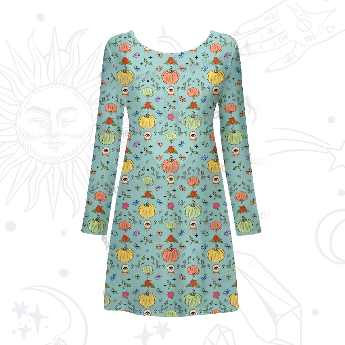 Purplehecate Magical Spiced Pumpkin Beachwear Cover-Up Dress