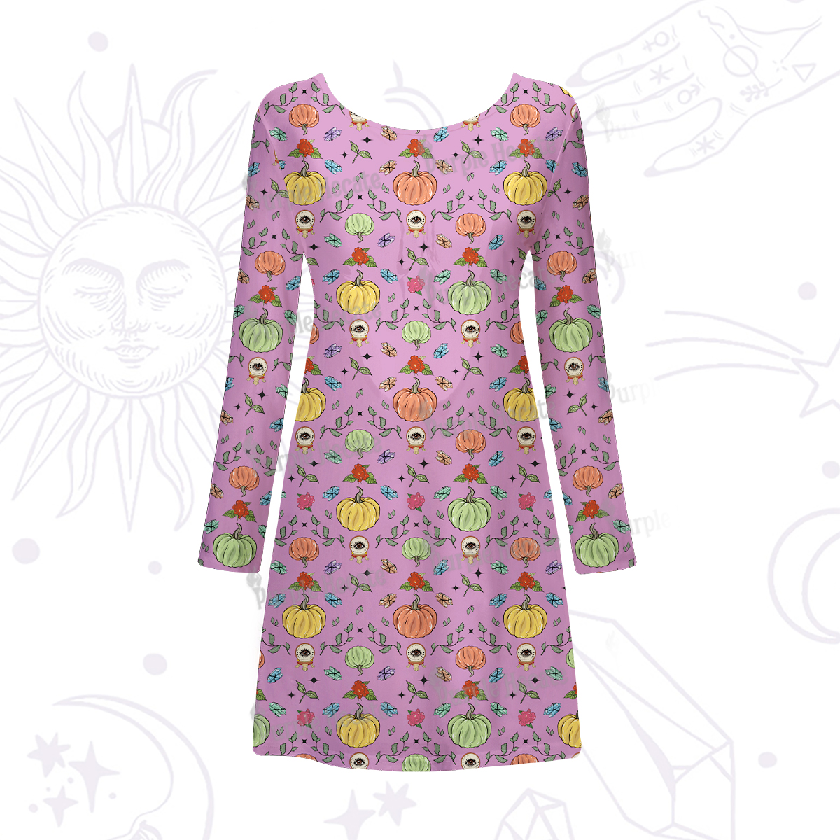 Purplehecate Magical Spiced Pumpkin Beachwear Cover-Up Dress