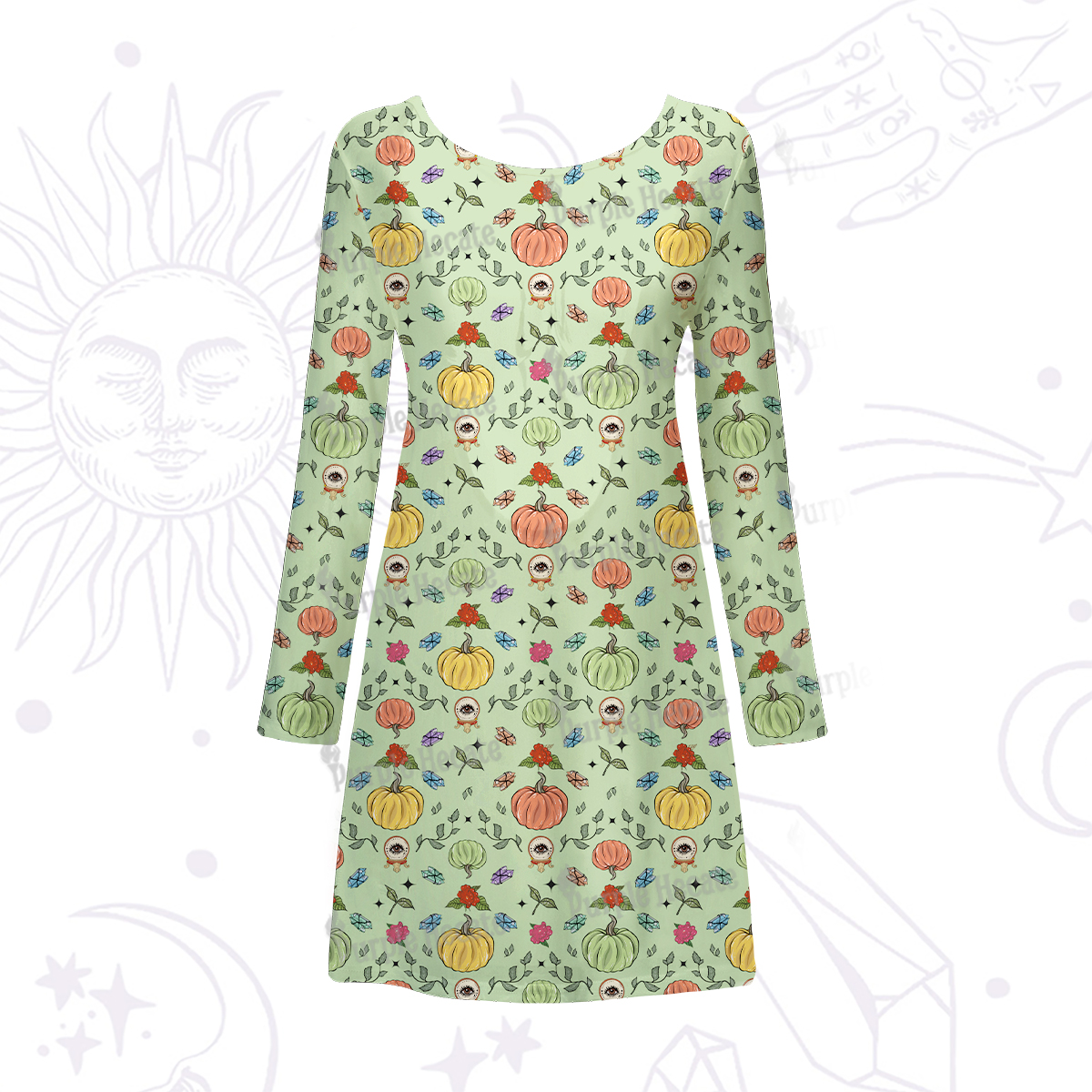 Purplehecate Magical Spiced Pumpkin Beachwear Cover-Up Dress