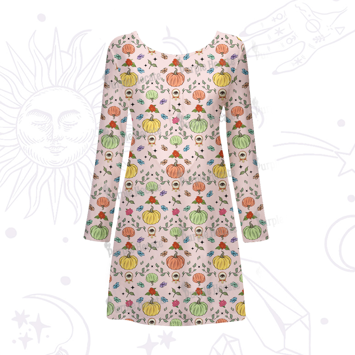 Purplehecate Magical Spiced Pumpkin Beachwear Cover-Up Dress