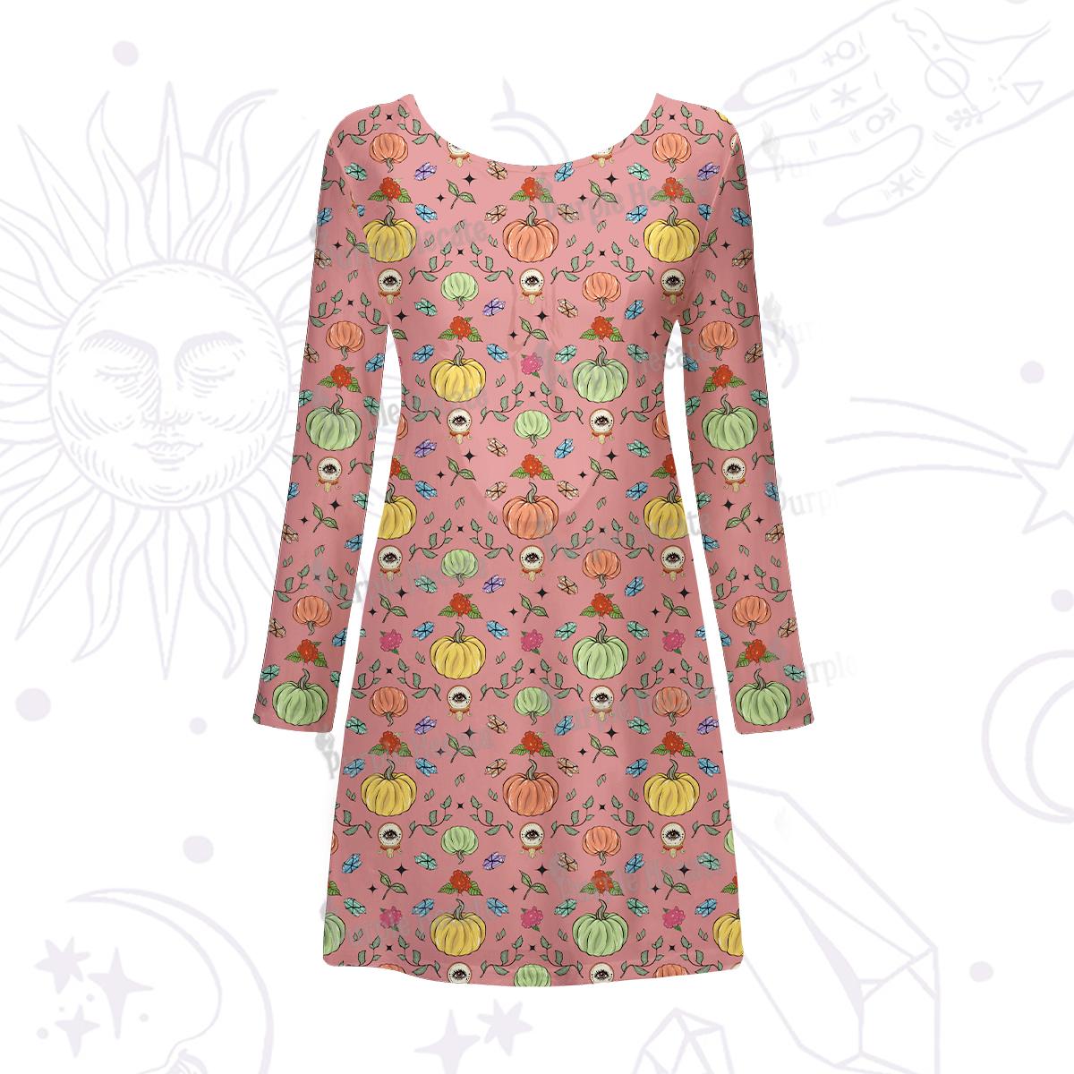 Purplehecate Magical Spiced Pumpkin Beachwear Cover-Up Dress