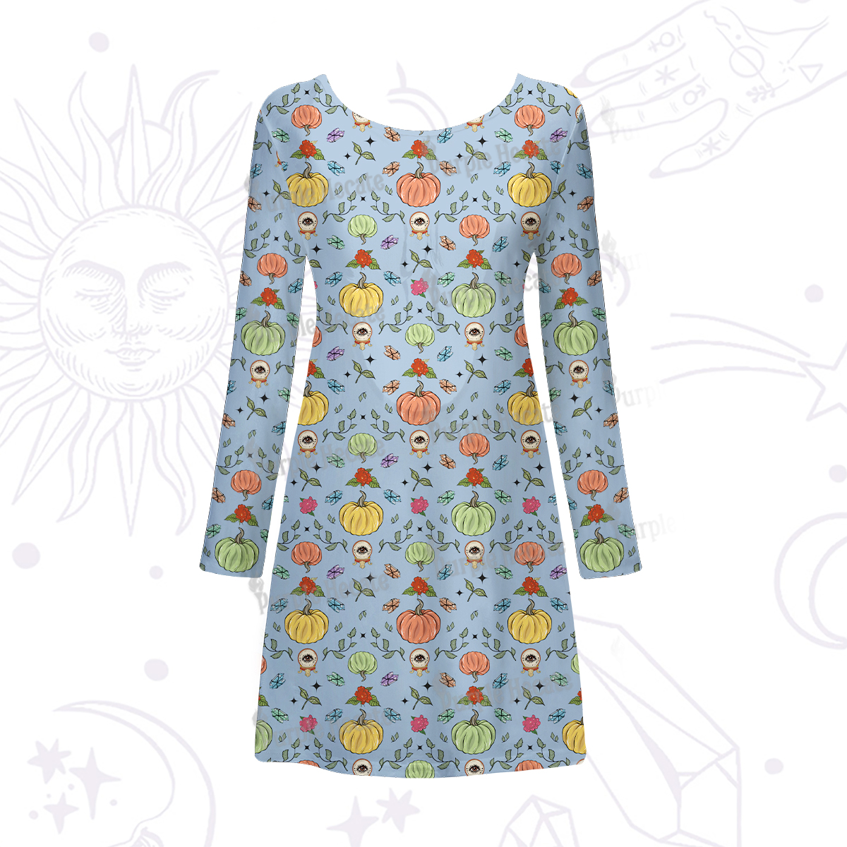 Purplehecate Magical Spiced Pumpkin Beachwear Cover-Up Dress