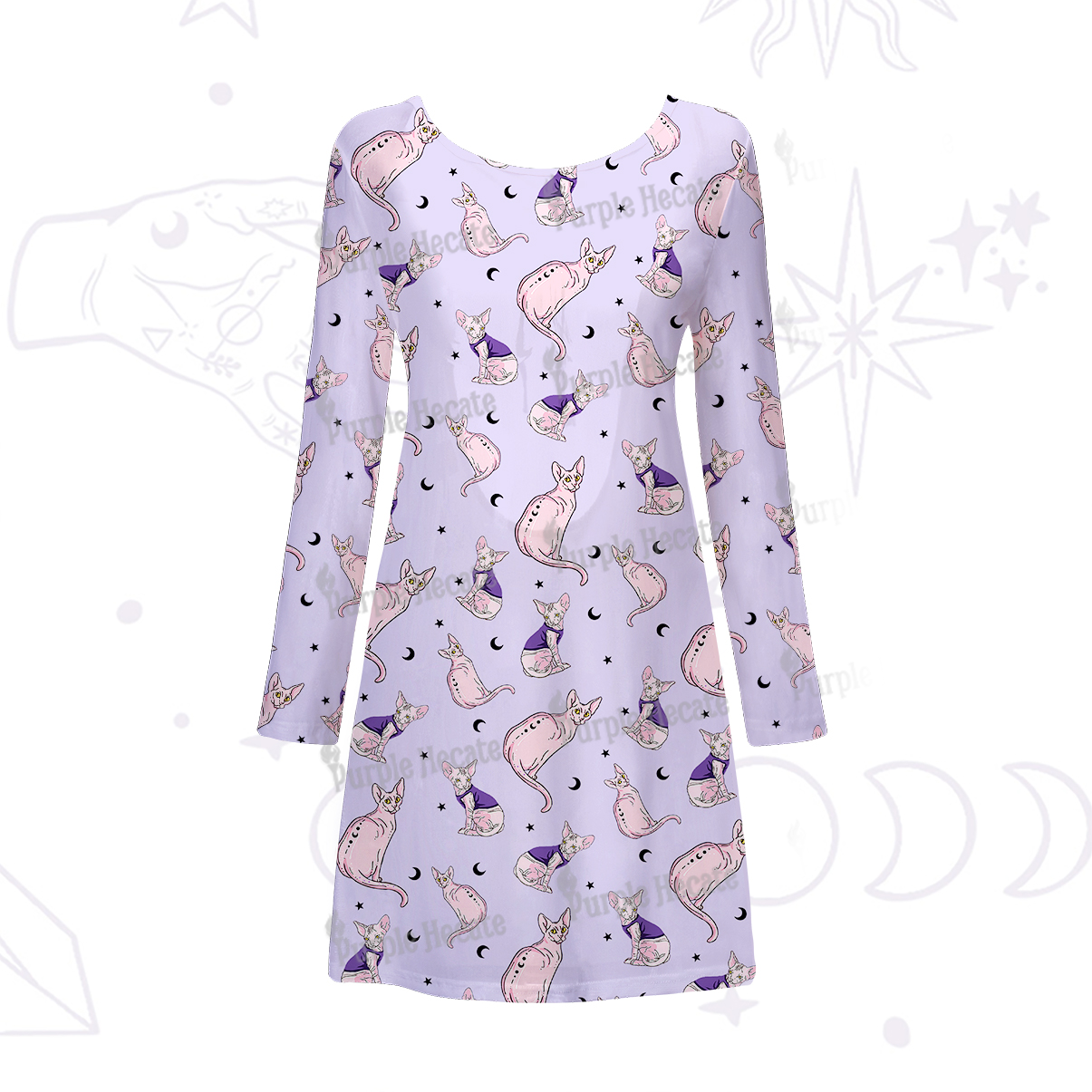 Purplehecate Celestial Sphinx Beachwear Cover-Up Dress