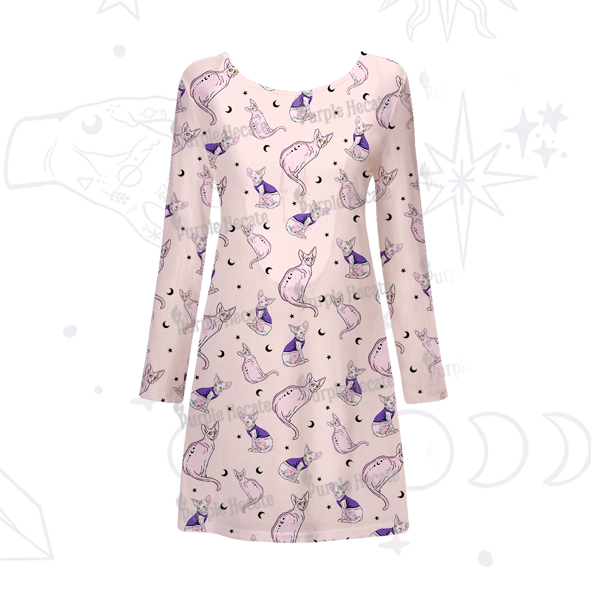 Purplehecate Celestial Sphinx Beachwear Cover-Up Dress