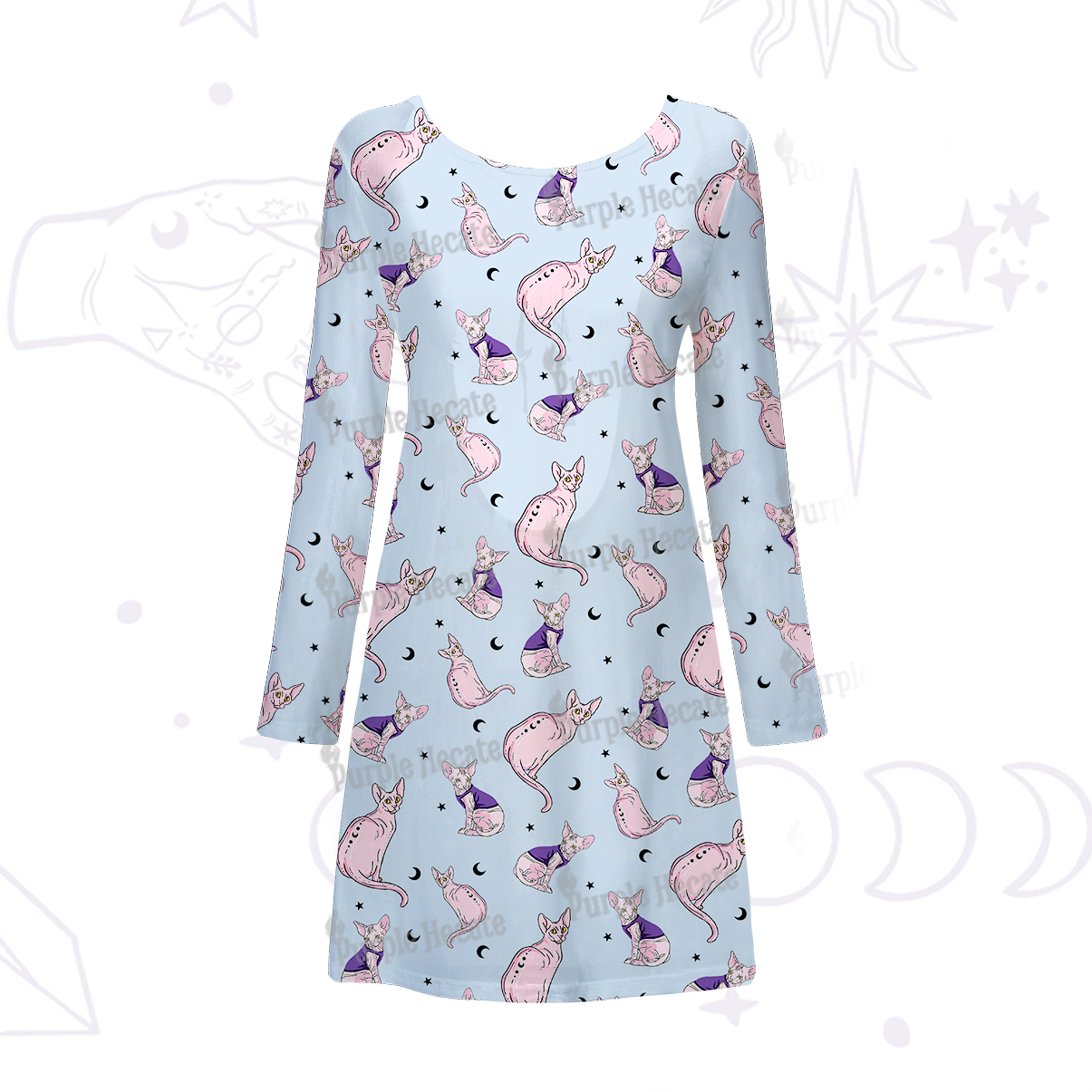 Purplehecate Celestial Sphinx Beachwear Cover-Up Dress