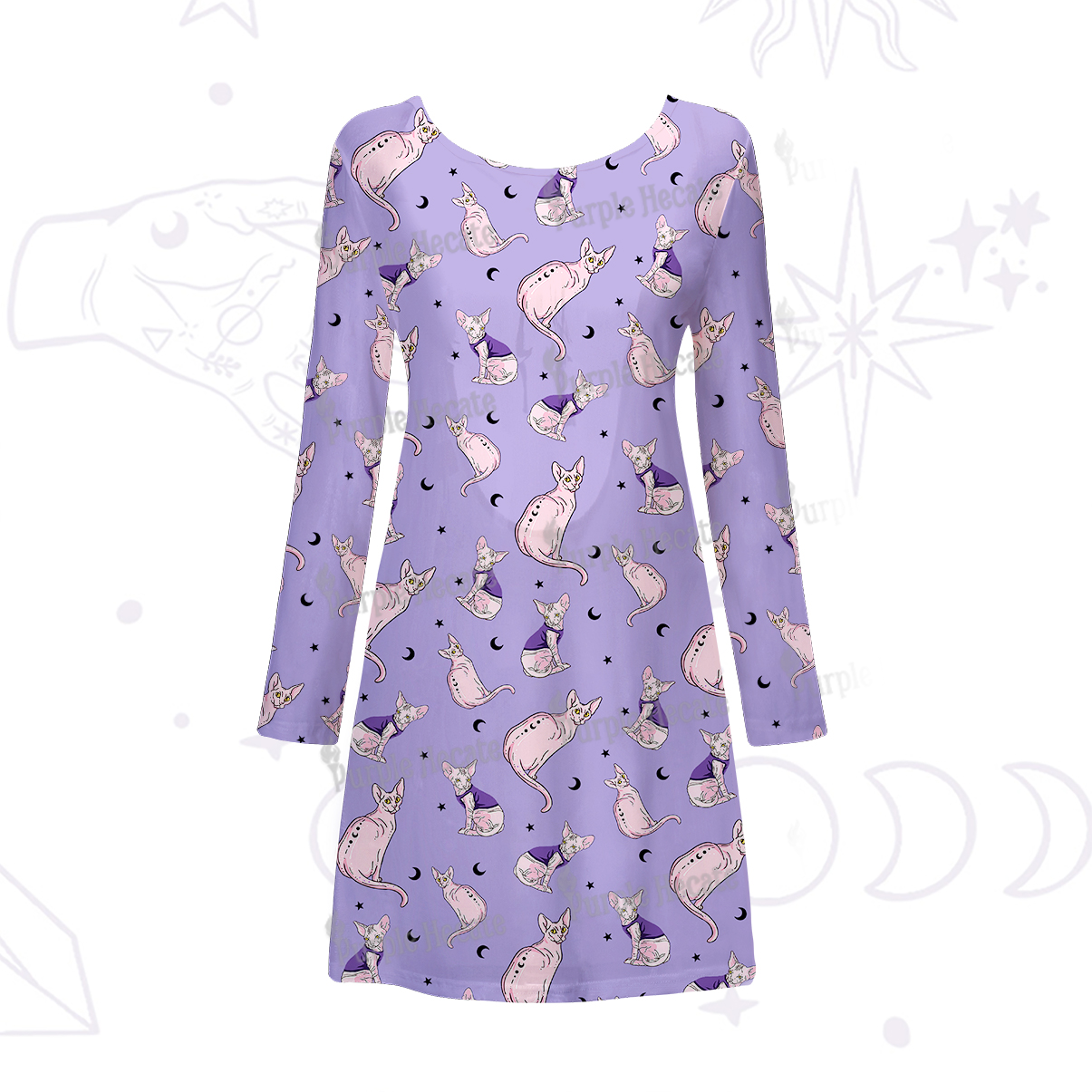 Purplehecate Celestial Sphinx Beachwear Cover-Up Dress