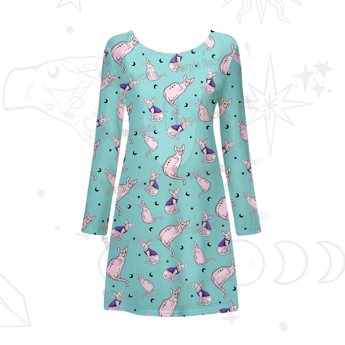 Purplehecate Celestial Sphinx Beachwear Cover-Up Dress