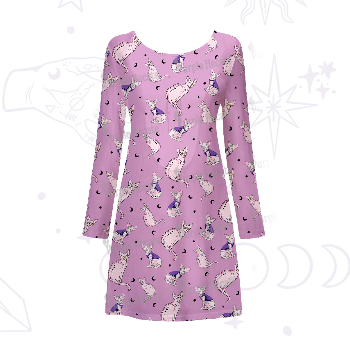 Purplehecate Celestial Sphinx Beachwear Cover-Up Dress