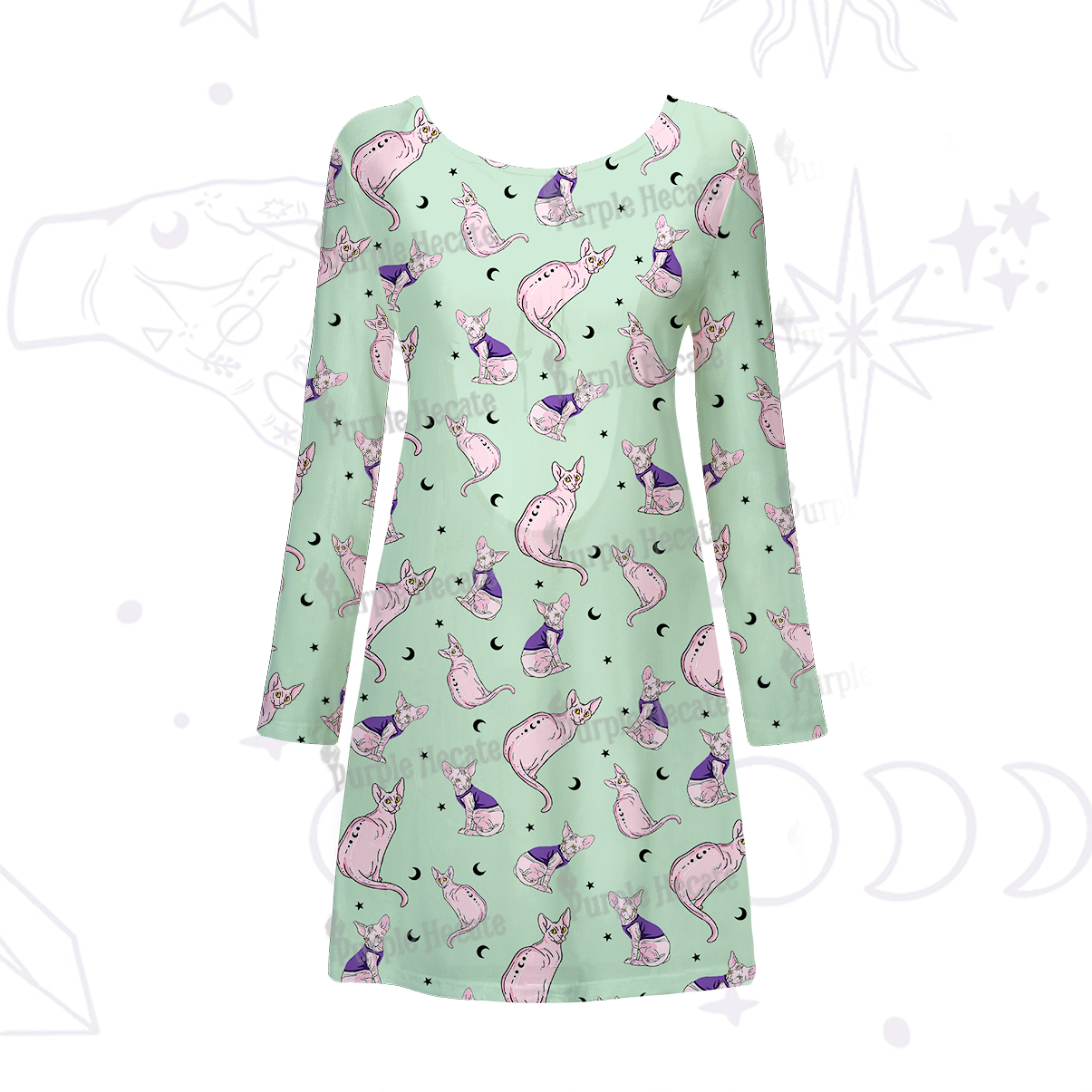 Purplehecate Celestial Sphinx Beachwear Cover-Up Dress