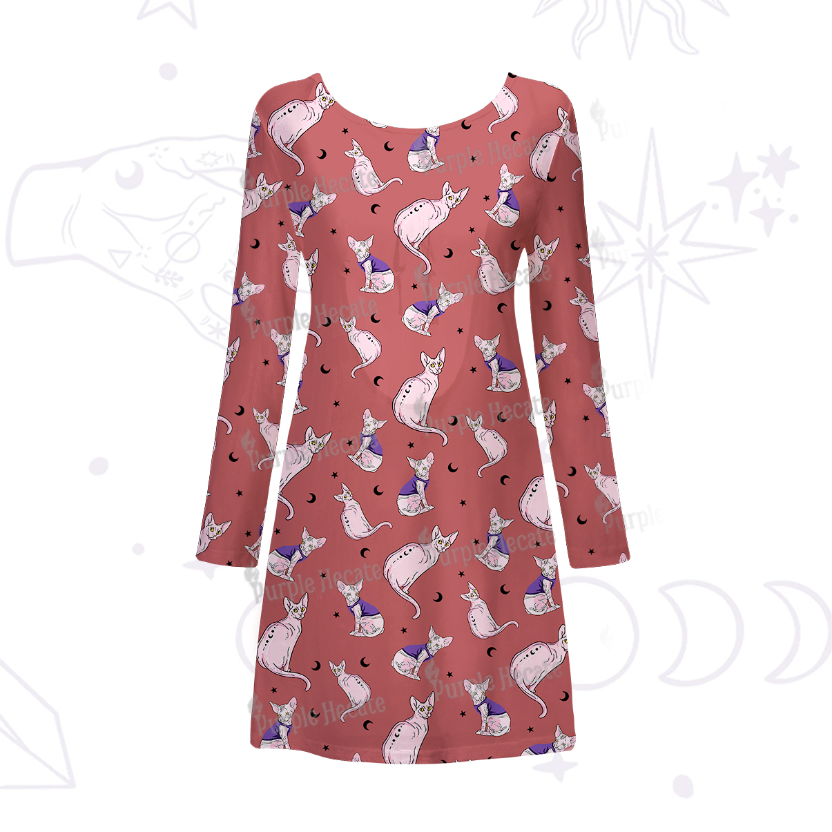 Purplehecate Celestial Sphinx Beachwear Cover-Up Dress