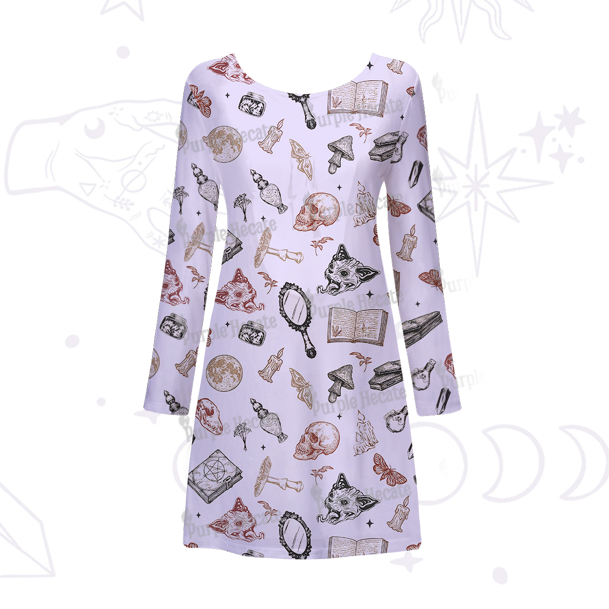 Purplehecate Witchy Spellbook Beachwear Cover-Up Dress