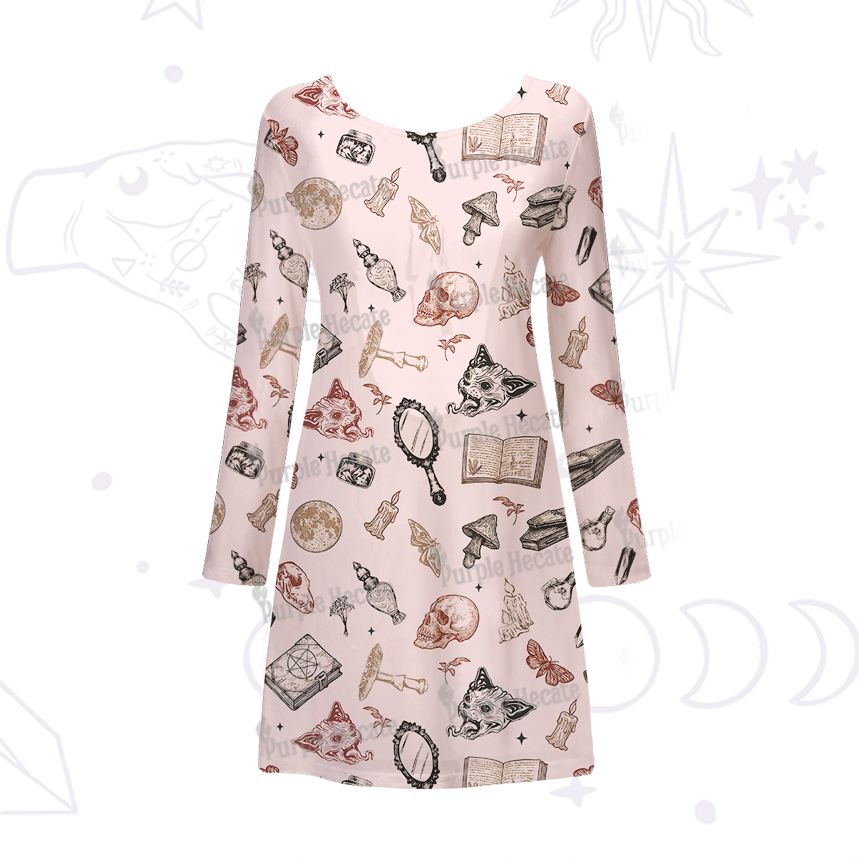 Purplehecate Witchy Spellbook Beachwear Cover-Up Dress