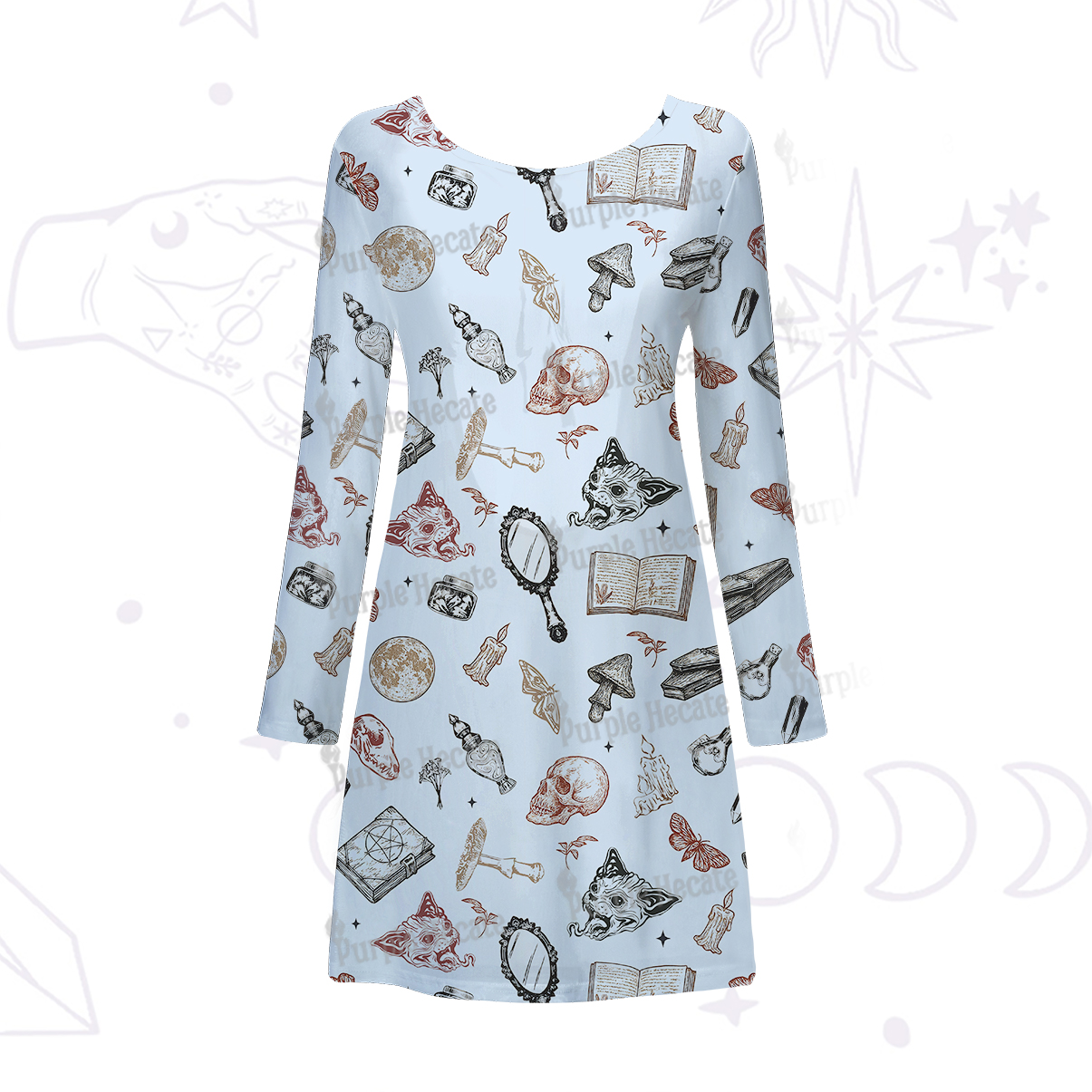 Purplehecate Witchy Spellbook Beachwear Cover-Up Dress