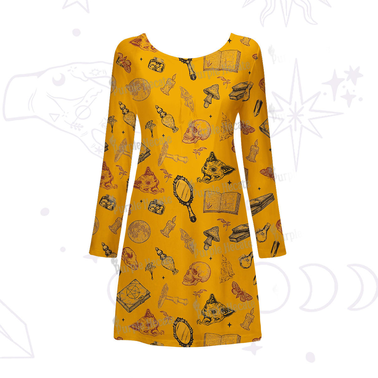 Purplehecate Witchy Spellbook Beachwear Cover-Up Dress