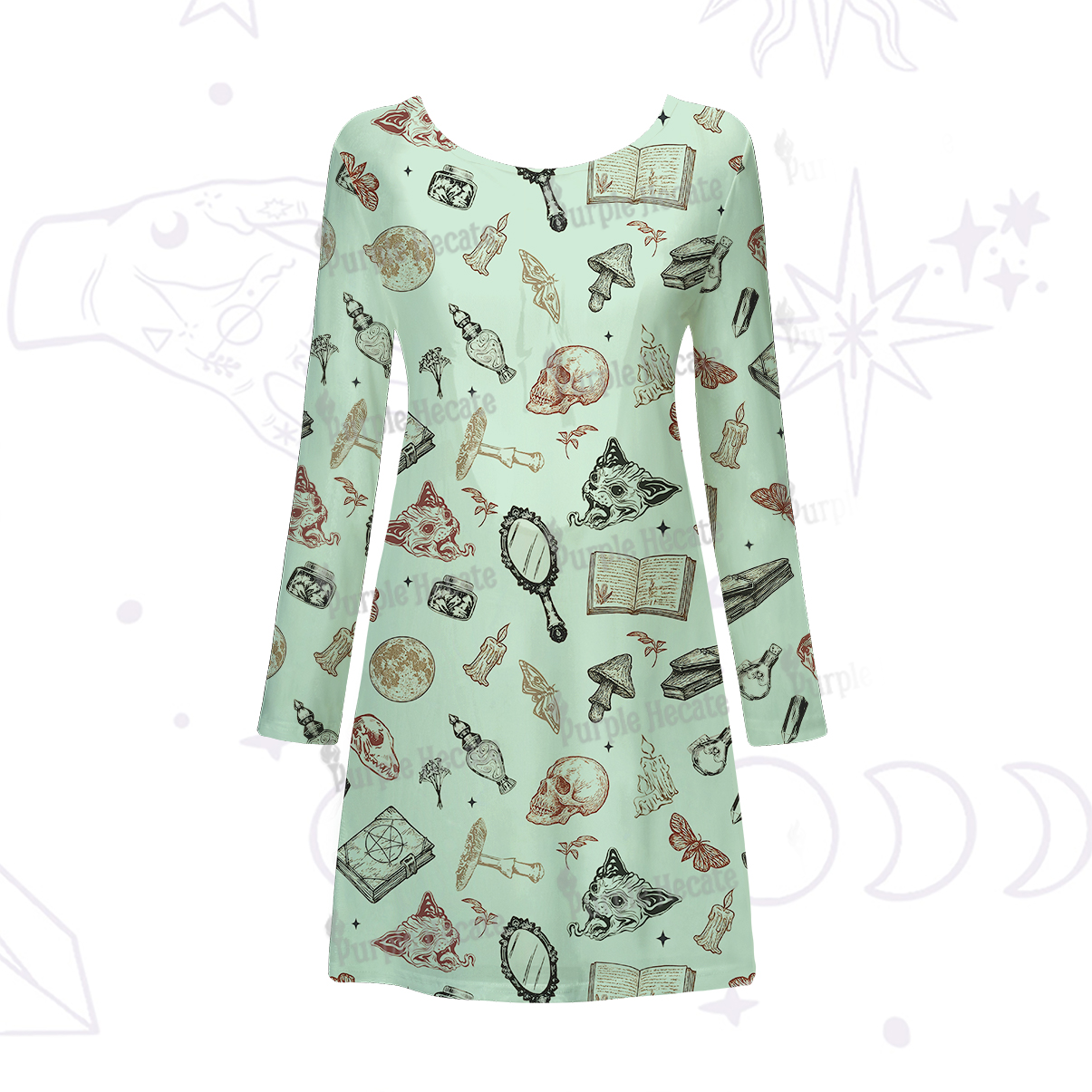 Purplehecate Witchy Spellbook Beachwear Cover-Up Dress