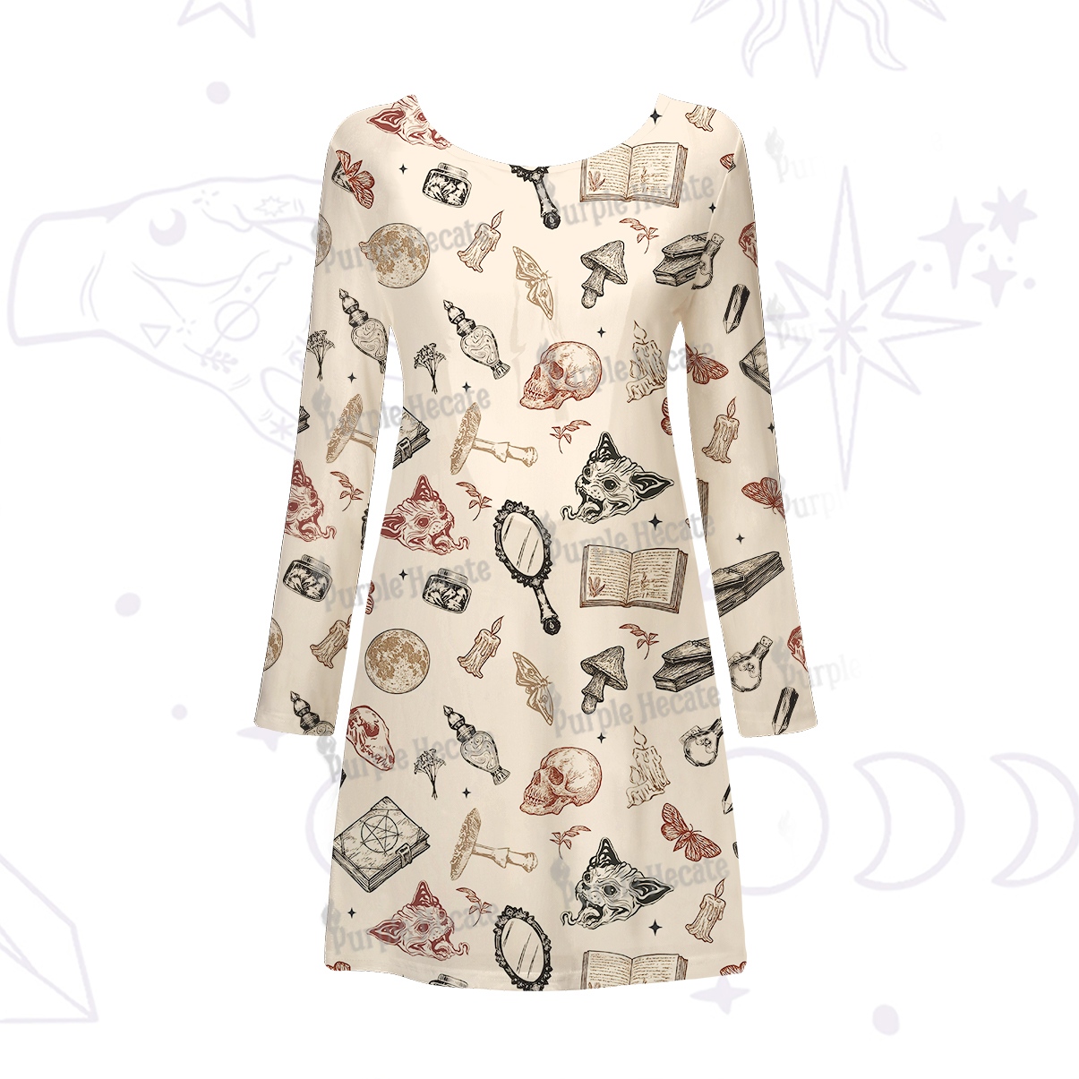 Purplehecate Witchy Spellbook Beachwear Cover-Up Dress