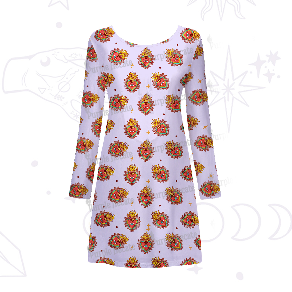 Purplehecate Sacred Heart Beachwear Cover-Up Dress