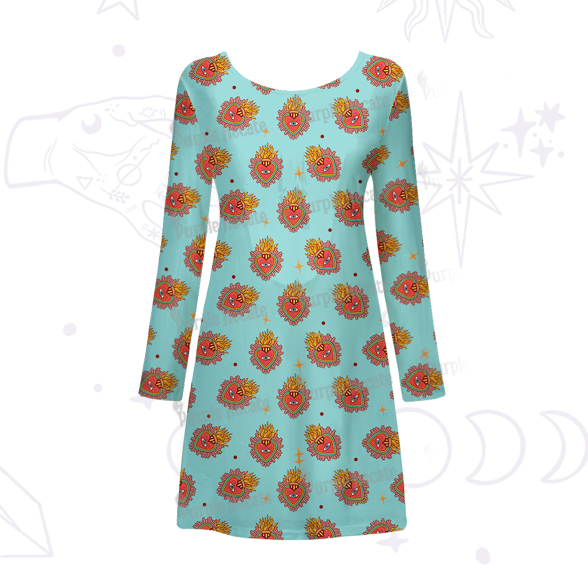 Purplehecate Sacred Heart Beachwear Cover-Up Dress