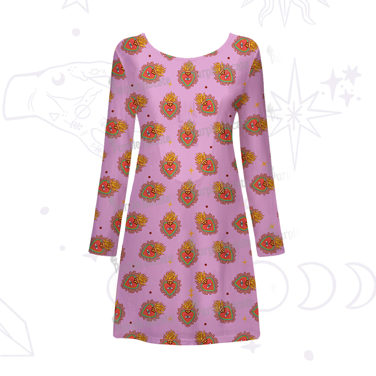 Purplehecate Sacred Heart Beachwear Cover-Up Dress