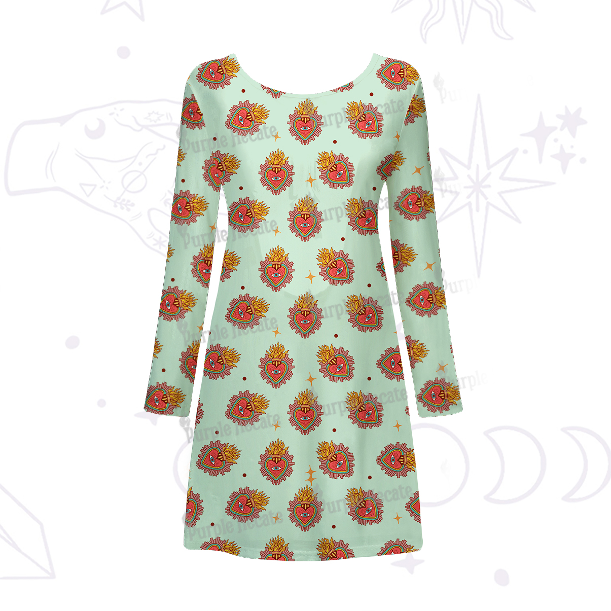 Purplehecate Sacred Heart Beachwear Cover-Up Dress