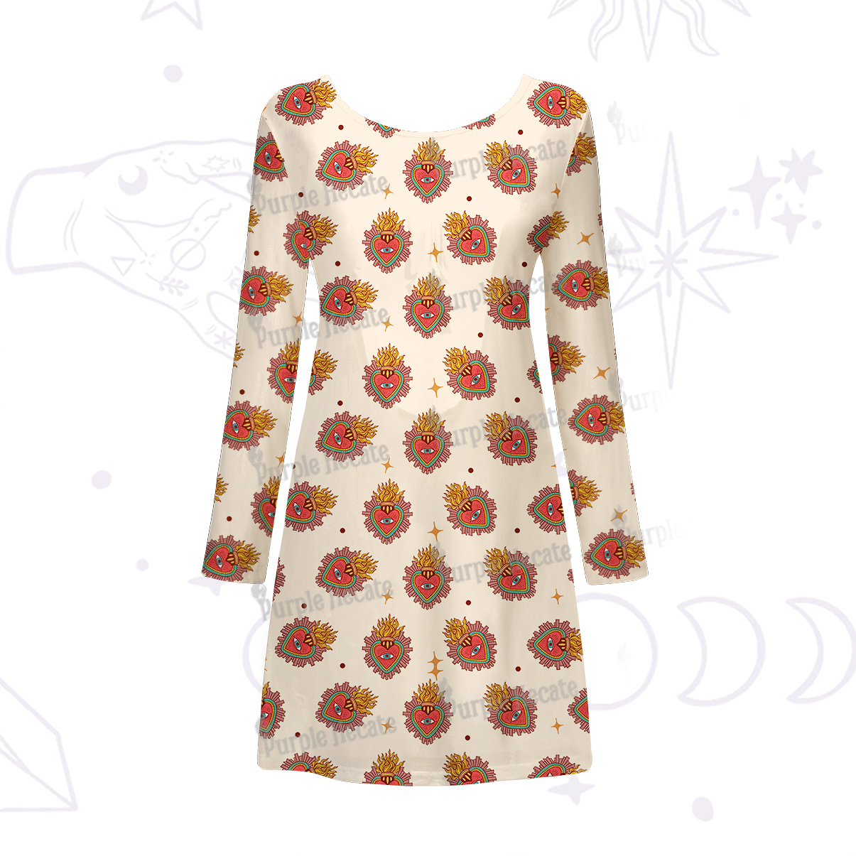 Purplehecate Sacred Heart Beachwear Cover-Up Dress