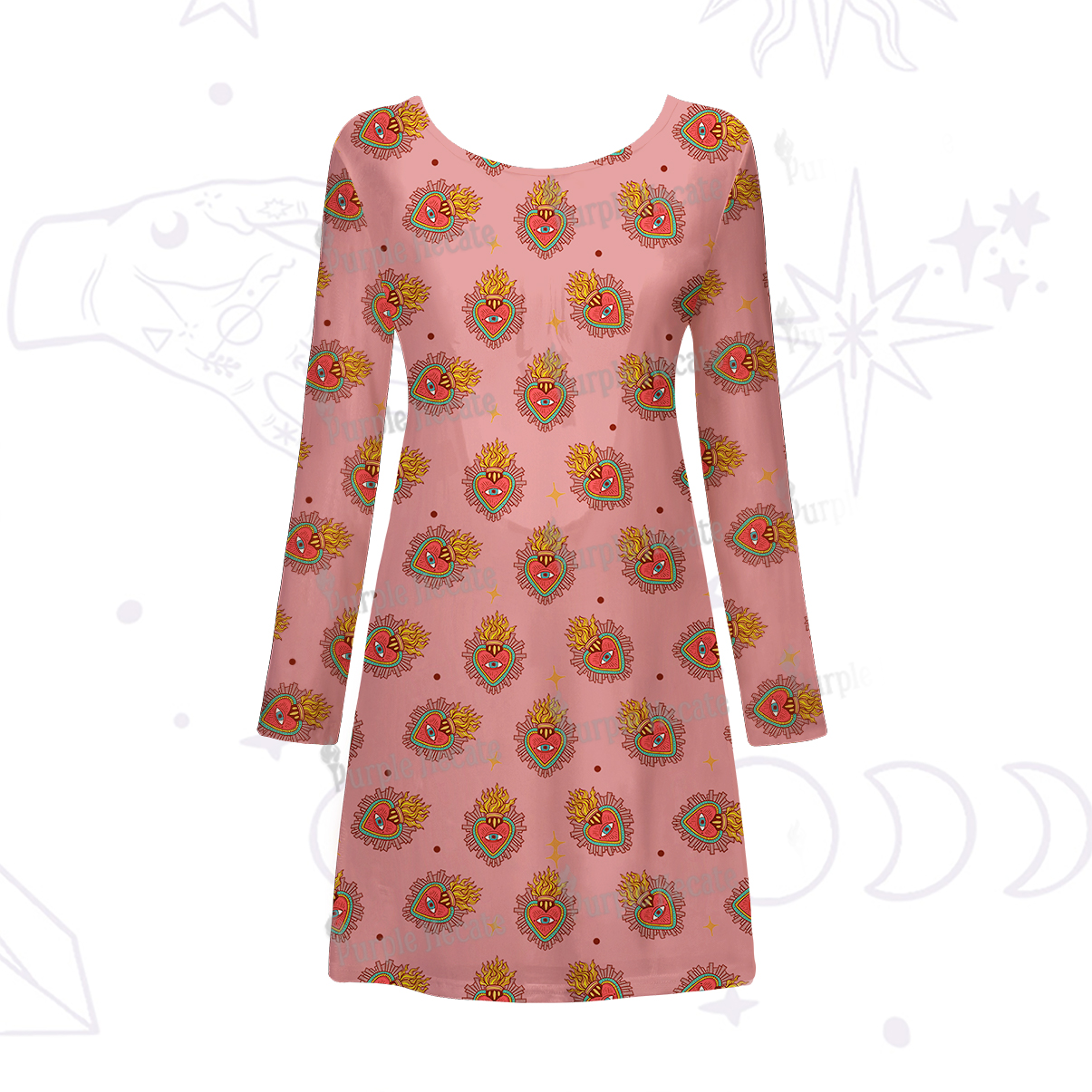 Purplehecate Sacred Heart Beachwear Cover-Up Dress