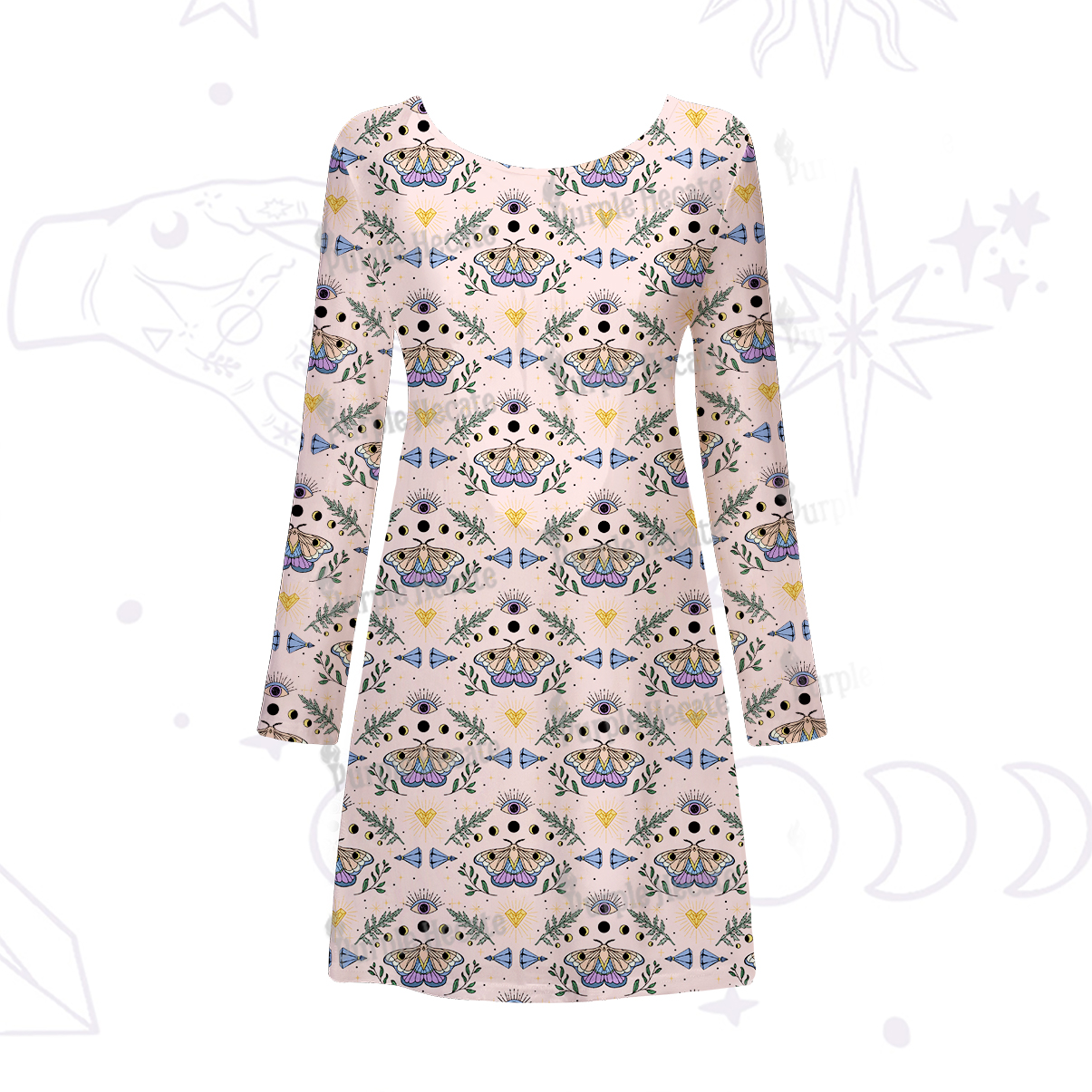 Purplehecate Luna Moth Witch Beachwear Cover-Up Dress