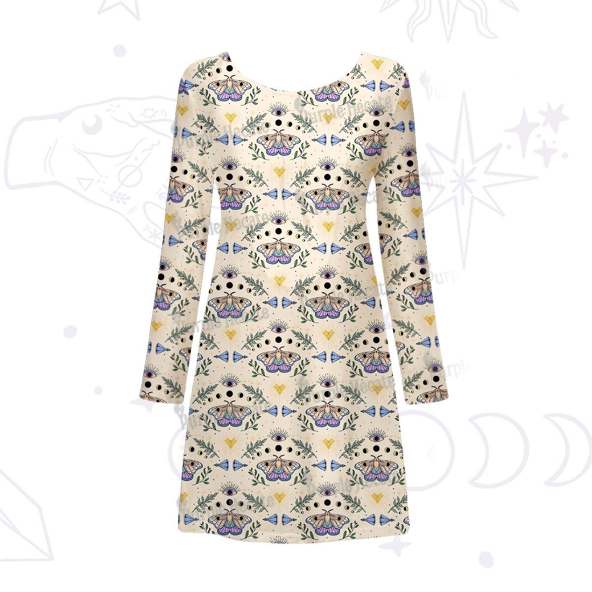 Purplehecate Luna Moth Witch Beachwear Cover-Up Dress