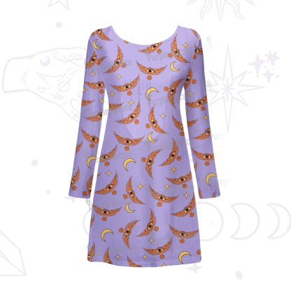 Purplehecate Moth and Moon Beachwear Cover-Up Dress