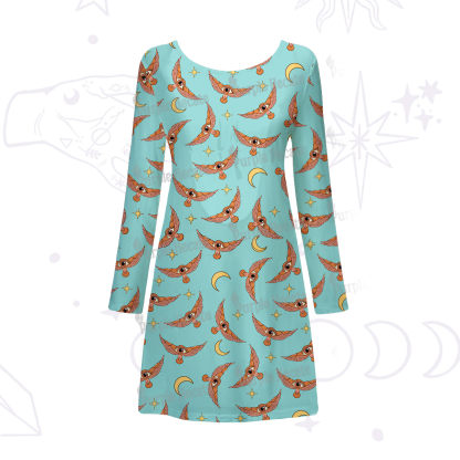 Purplehecate Moth and Moon Beachwear Cover-Up Dress