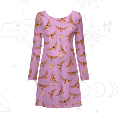 Purplehecate Moth and Moon Beachwear Cover-Up Dress