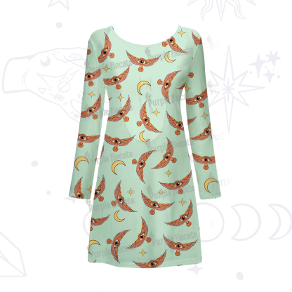 Purplehecate Moth and Moon Beachwear Cover-Up Dress