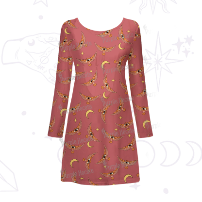 Purplehecate Moth and Moon Beachwear Cover-Up Dress