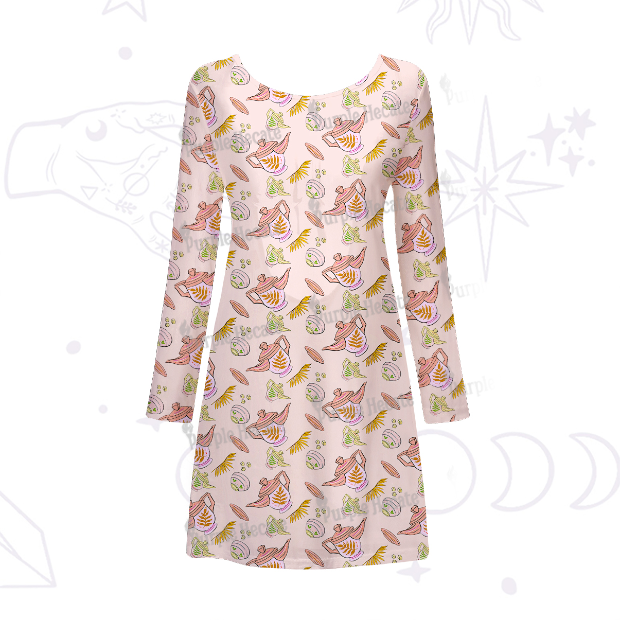 Purplehecate Mystical Teapot Beachwear Cover-Up Dress