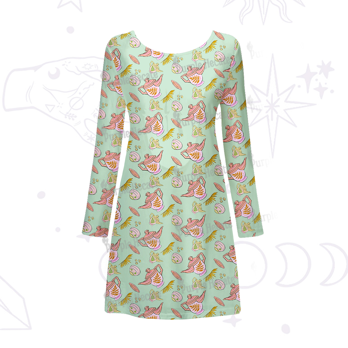 Purplehecate Mystical Teapot Beachwear Cover-Up Dress