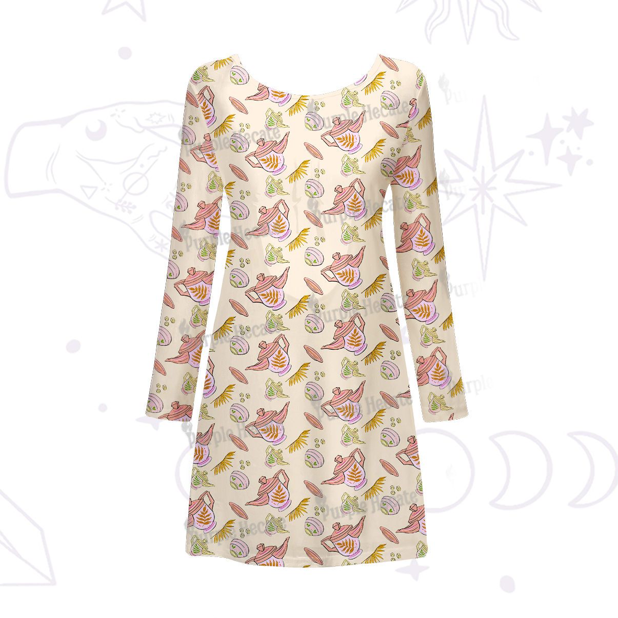 Purplehecate Mystical Teapot Beachwear Cover-Up Dress