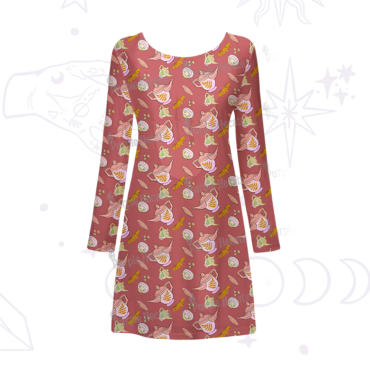 Purplehecate Mystical Teapot Beachwear Cover-Up Dress