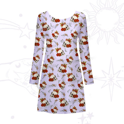 Purplehecate Flowers and Bones Beachwear Cover-Up Dress