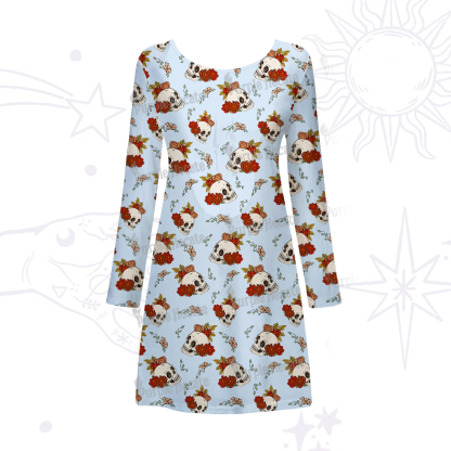 Purplehecate Flowers and Bones Beachwear Cover-Up Dress